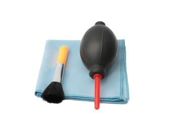  Cleaning kit for lenses and dslr camera sensors isolated on white background  B