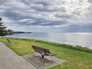 wood seat in the park 