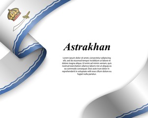 Waving ribbon with flag of astrakhan