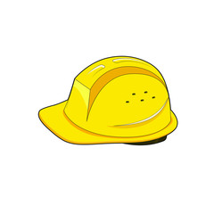 Construction safety helmet. Building worker hat. Yellow helmet. Vector illustration