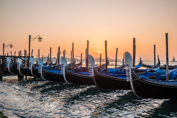 Naklejka premium Sunrise in Venice. View of the Venetian lagoon from San Marco square