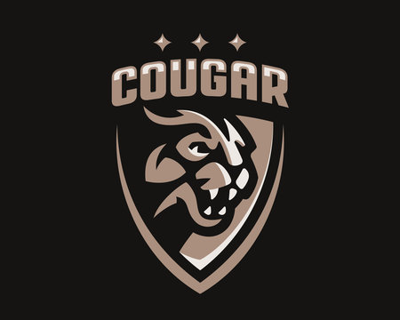 Cougar modern mascot logo. Puma emblem design editable for your business. Vector illustration.
