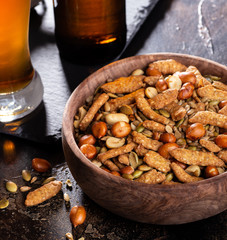 Sesame Sticks and Nuts in a Bowl