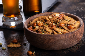 Sesame Sticks and Nuts in a Bowl