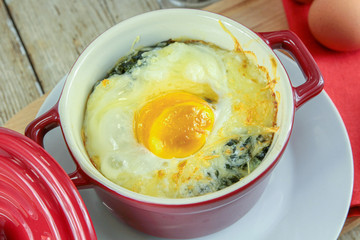 Florentine egg in a casserole