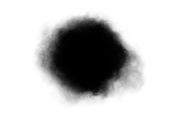Black hole and dark smoke on the white - abstract minimalist graphic design with central composition. 