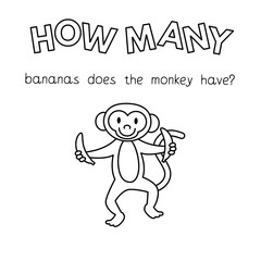 Cartoon Monkey Counting Game Coloring Book