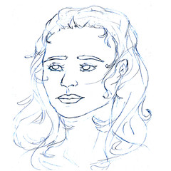 Hand drawing beautiful lady portrait.