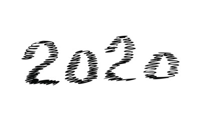 hand-drawn lettering 2020. stylized modern Doodle art. Christmas clipart. use as a print, ornament, pattern, postcard