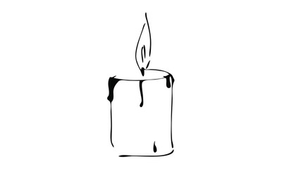 hand-drawn  candle . stylized vintage Doodle art. Christmas clipart. use as a print, ornament, pattern, postcard 