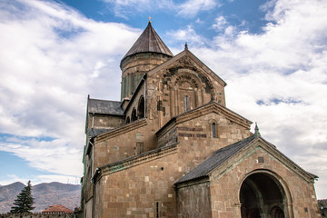 Fototapeta na wymiar Church Svetitskhoveli Cathedral in Georgia in Mtskheta historical tourist place