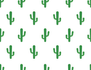 Seamless pattern of cactus isolated on white background - Vector illustration