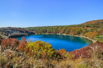 Fototapeta premium 秋のえびの高原 不動池 宮崎県えびの市 Ebino plateau hudou pond autumn Miyazaki Ebino city
