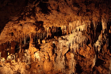 Cave interior with speleothemes stalactites and stalagmites