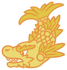 シャチホコのイラスト_金色