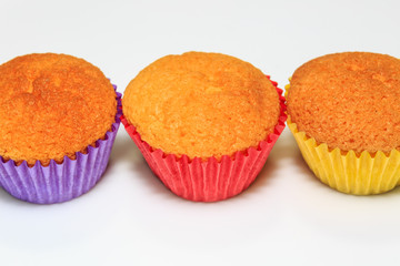 colorful Cupcake bread place on a white background