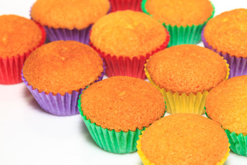 colorful Cupcake bread place on a white background