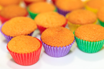 colorful Cupcake bread place on a white background