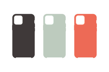 Phone case icons set flat style