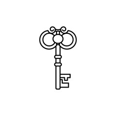 Outline skeleton vintage key. Vector logos and signs in linear style. Abstract design elements