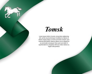 Waving ribbon with flag of tomsk