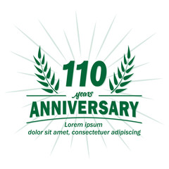 110 years logo design. One hundred ten years anniversary vector and illustration.