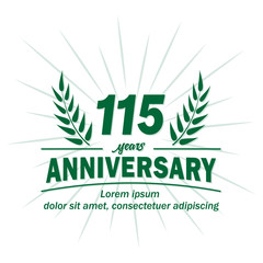 115 years logo design. One hundred fifteen years anniversary vector and illustration.