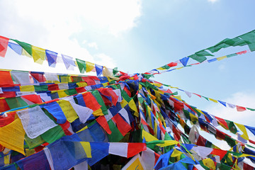 Prayer flags in Nepal temple