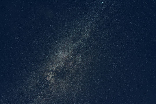 Night sky with stars and Milky Way galaxy in outer space, universe background © Vastram