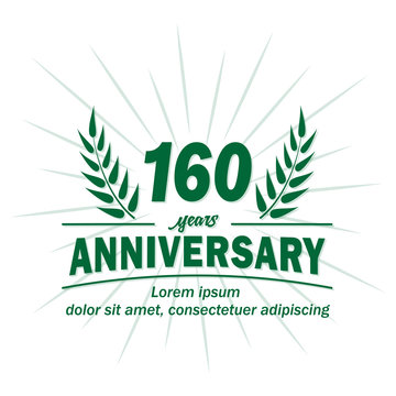 160 years logo design. One hundred sixty years anniversary vector and illustration.