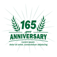 165 years logo design. One hundred sixty five years anniversary vector and illustration.