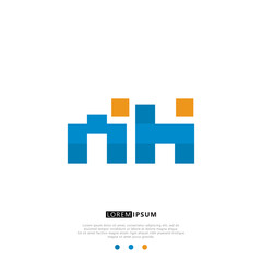 MA M A Logo Monogram with Blue and yellow Colors. modern letter logo design