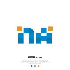 NA N A Logo Monogram with Blue and yellow Colors. modern letter logo design