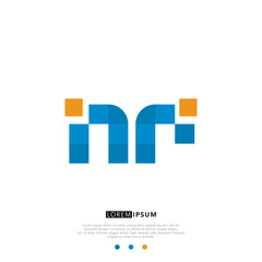 NF N F Logo Monogram with Blue and yellow Colors. modern letter logo design