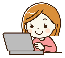 パソコンを操作する女性