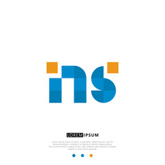NS N S Logo Monogram with Blue and yellow Colors. modern letter logo design