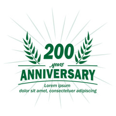 200 years logo design. Two hundred years anniversary vector and illustration.