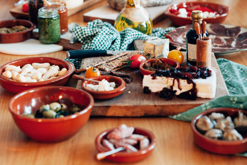view of appetizer food disposed on a table