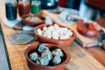 view of appetizer food disposed on a table
