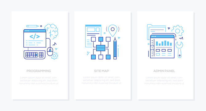 Programming - vector line design style banners set