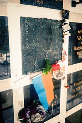 Paris, France - November 18, 2019: Columbarium cell of Nestor Makhno the famous ukrainian anarchist