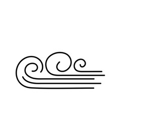 Simple line art wind icon or symbol, vector illustration 