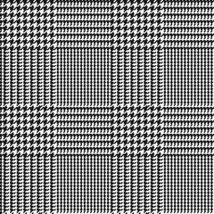Glen check black and white checkered seamless pattern