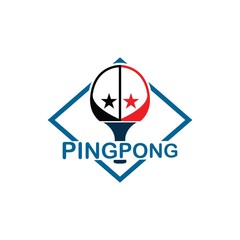 Table Tennis club logo with simple text designs. Sport vector illustration for ping pong club
