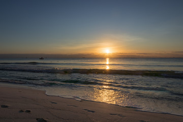 Empty Beach and Surf at Sunrise in Mexico