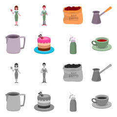 Vector design of cafe and house sign. Set of cafe and service stock symbol for web.