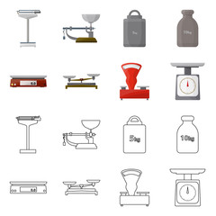 Vector design of weight and scale logo. Collection of weight and measure stock symbol for web.