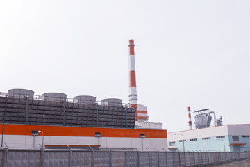 Obraz premium New modern pulp mill for the manufacture of paper and cardboard, industry, outdoor, copy space