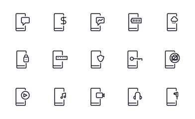 Set of Cell phone, Smartphone, Mobile  vector icon illustration