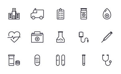 Set of Hospital, Medical, Clinic vector icon illustration